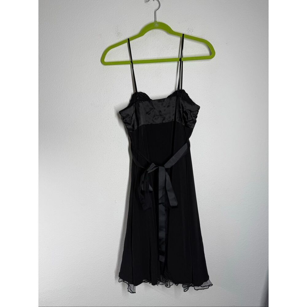 Snap Women’s Black Boho Cocktail Dress Satin Bow Rosette Trim Sz 7Junior